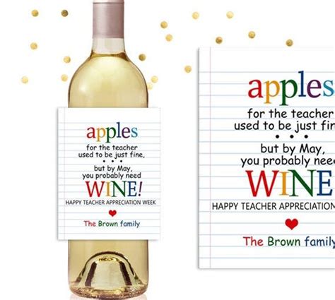Teacher Appreciation Free Printable Wine Tags For Teachers